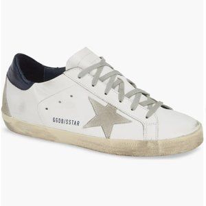 Golden Goose Super-Star Low Top Sneaker in White/ Ice/ Night Blue Size 38 (US 8)